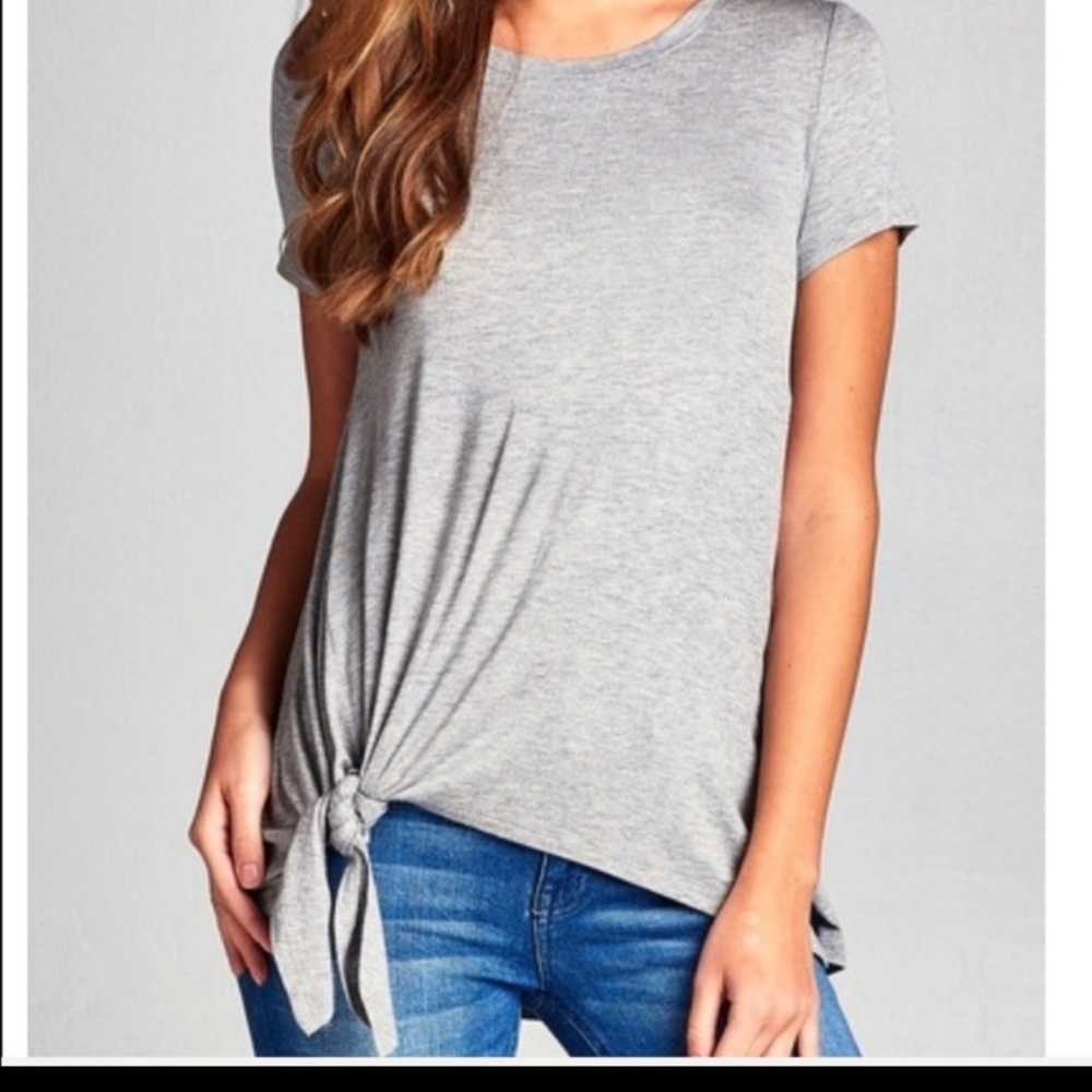 Gray Side Tie Tee